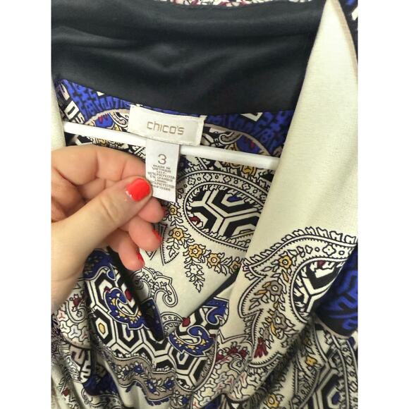 CHICOS Pleated Promising Paisley Jasmina Maxi Dress Sleeveless V Neck XL - Picture 8 of 9